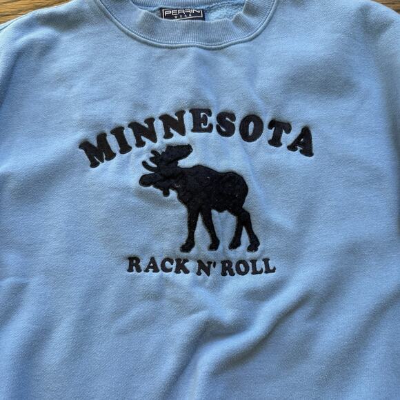 Minnesota Rack N’ Roll Moose Sweatshirt Blue Pullover Crewneck Size M - Picture 3 of 7